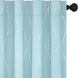 Deconovo Farmhouse Curtains 84 Inch Length for Noise Reduction