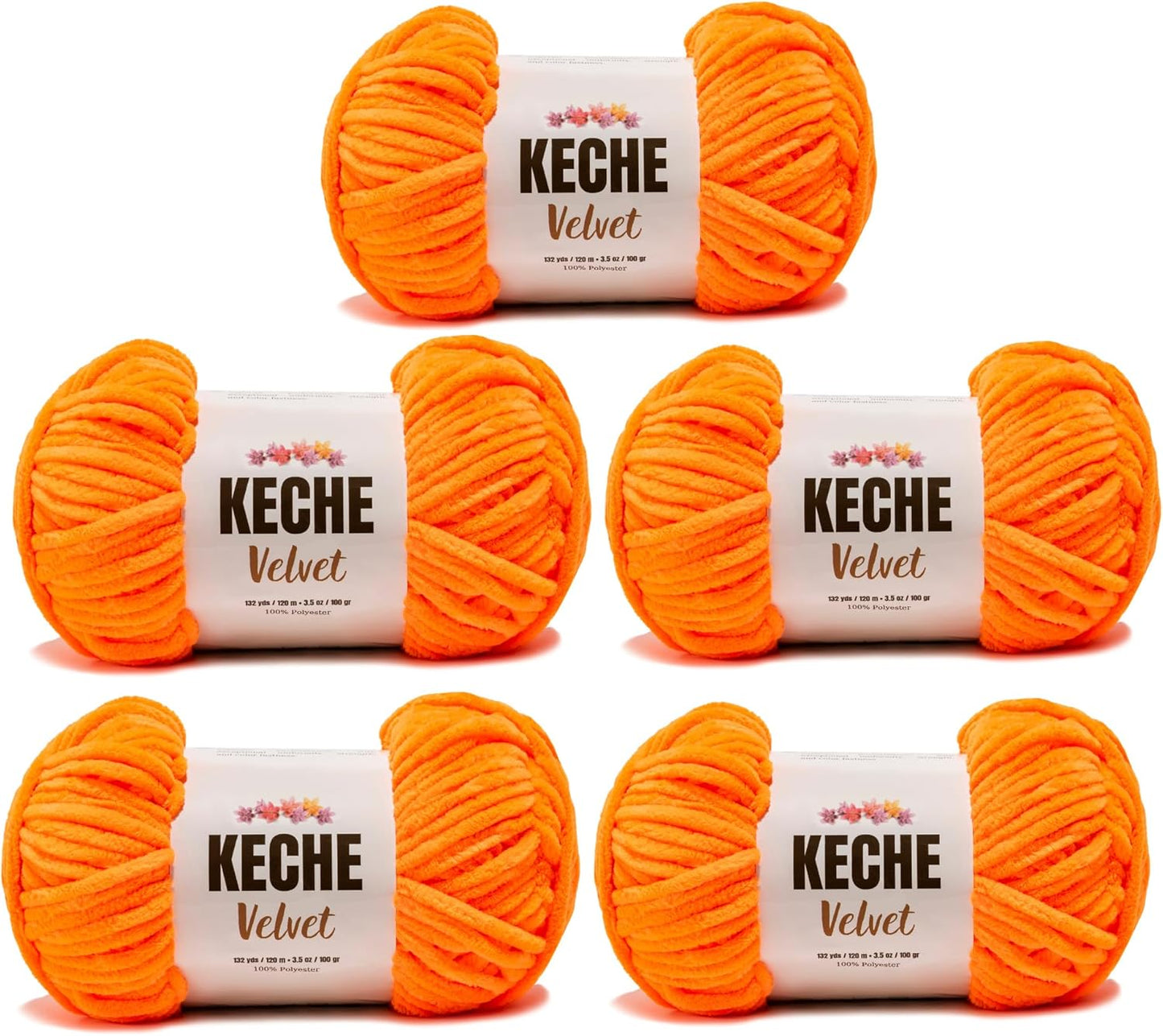 Keche Yarn for Crocheting - Neon Orange Velvet Soft Chenille