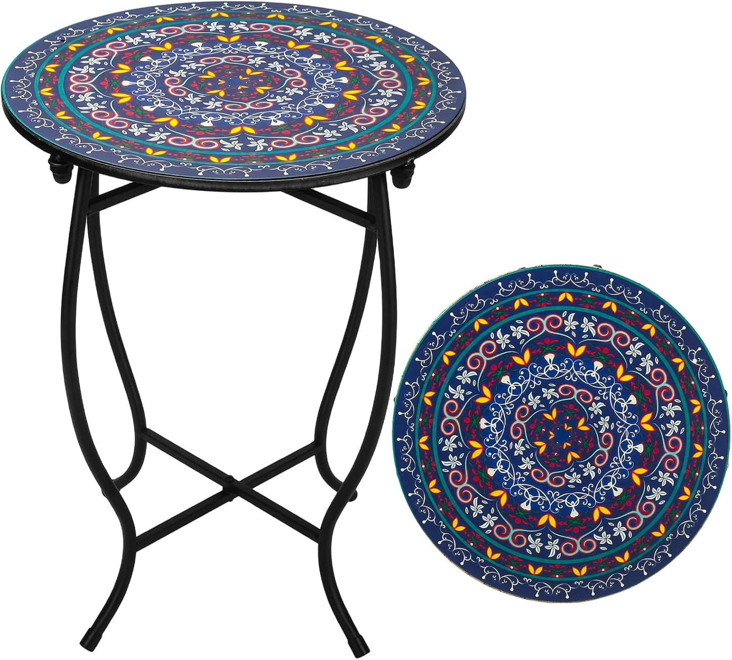 Fashion&cool 14in Round Patio Side Table for Indoor Outdoor Use