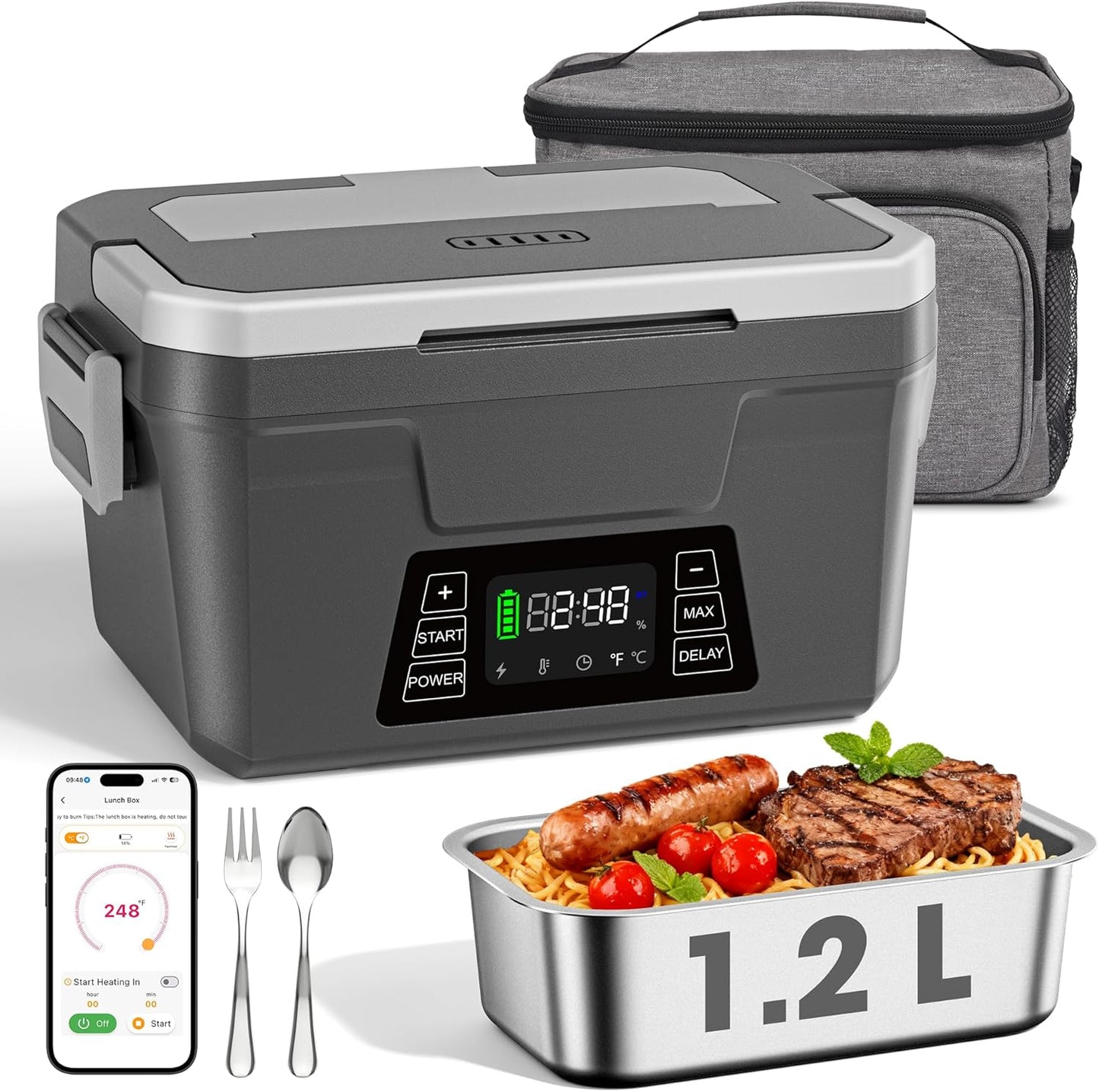Cordless Electric Lunch Box with APP Control for Easy Heating