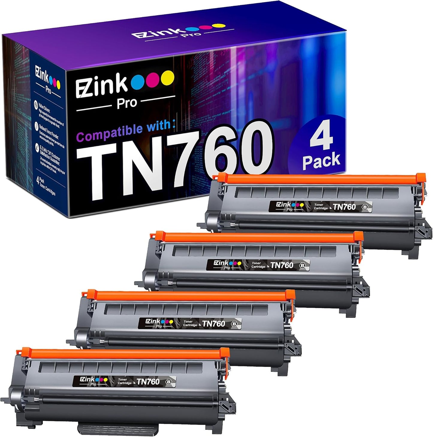 High Yield TN760 Toner Cartridge Replacement for Brother Printers