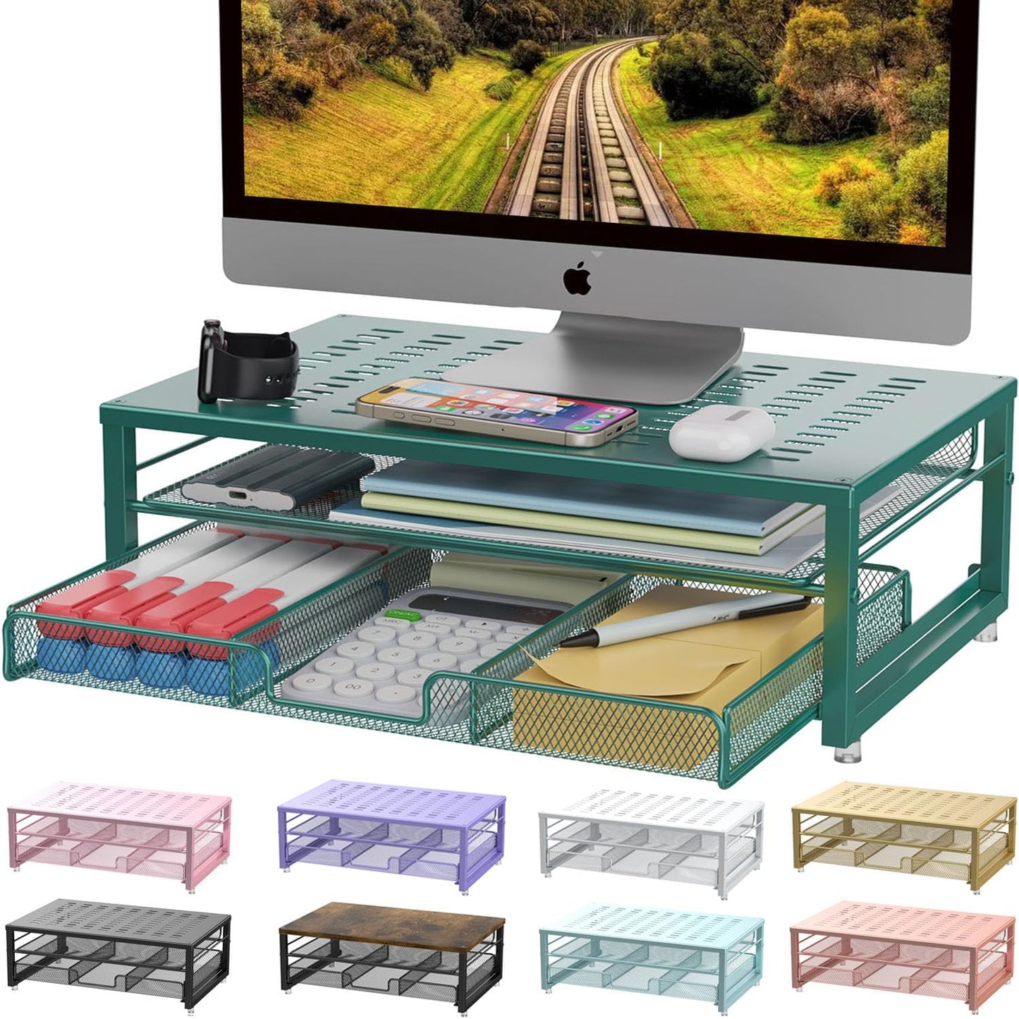 Gianotter Monitor Stand Riser with Drawer - Organize Stylishly!