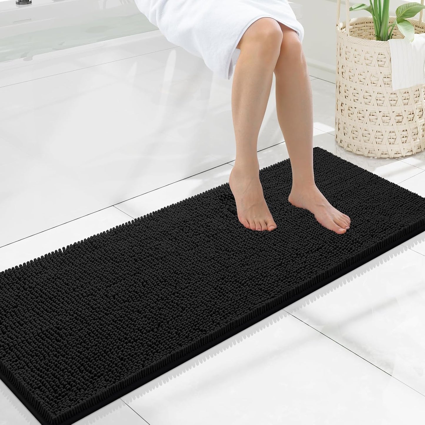 Smiry Luxury Chenille Bathroom Rugs - Soft, Absorbent & Non-Slip
