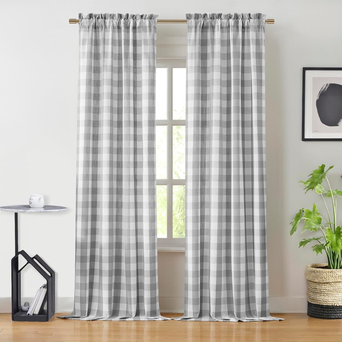 95 Inch Buffalo Plaid Window Curtain Panels for Rustic Decor