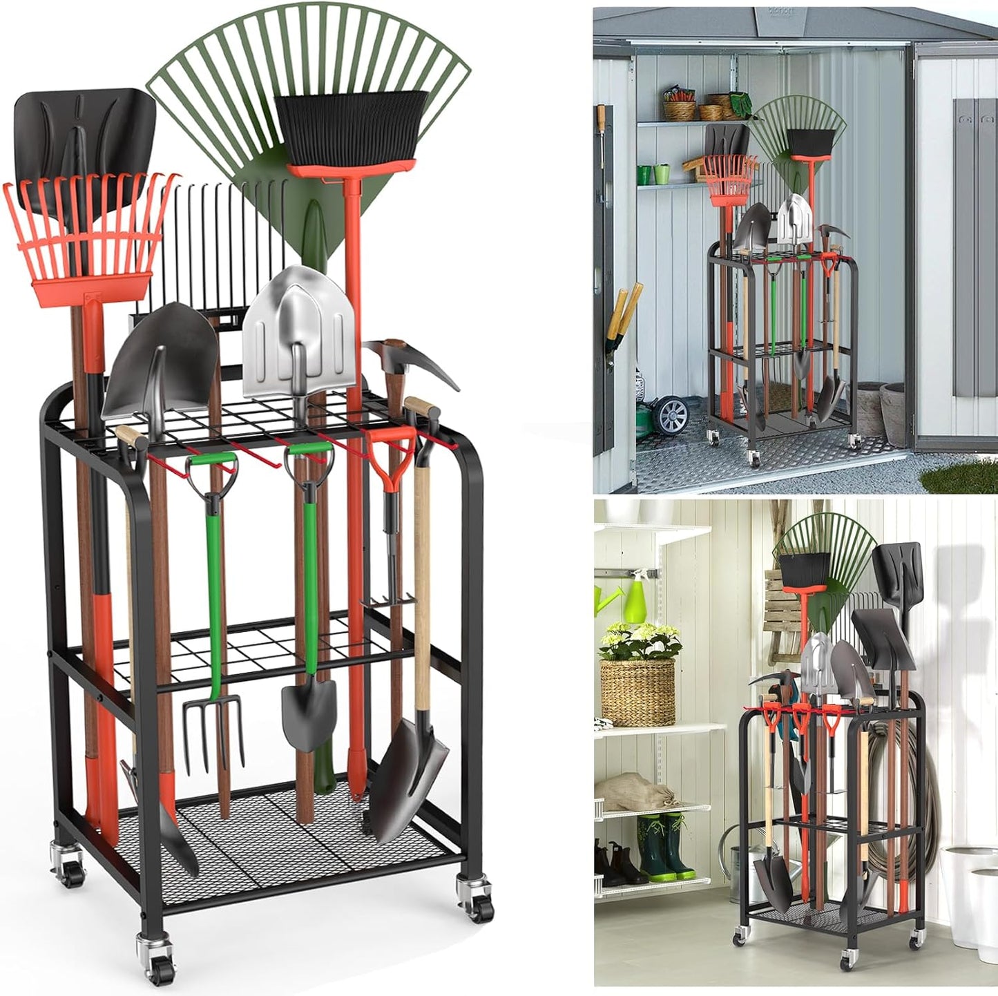 Trieez Garden Tool Organizer with Wheels for Easy Storage