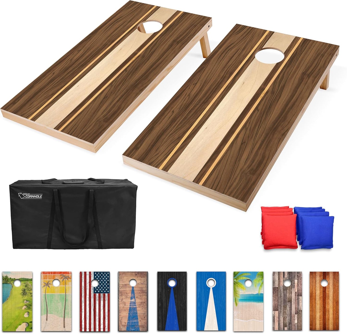 GoSports 4 x 2 ft Regulation Size Wood Cornhole Boards Set