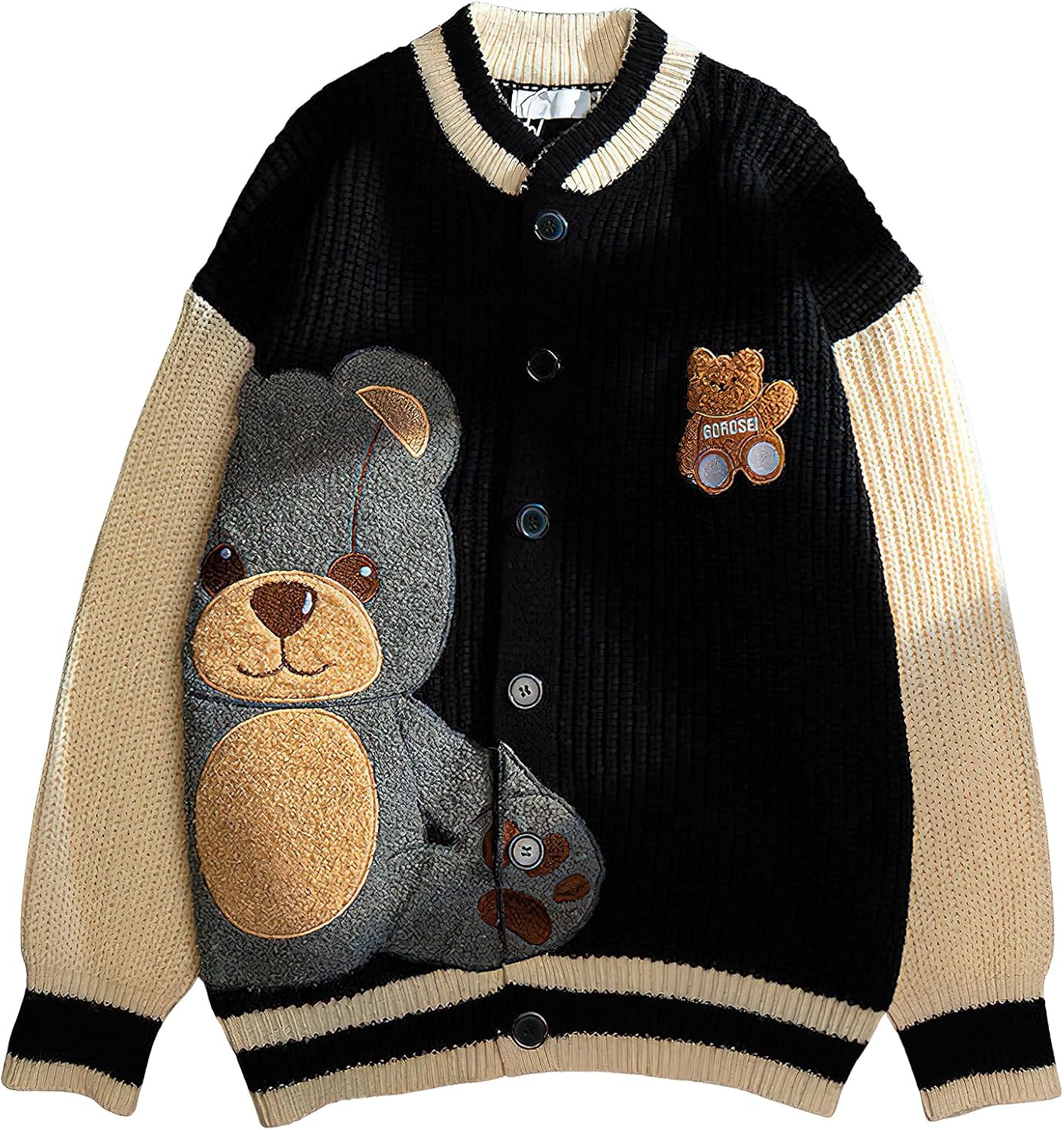 Cute Bear Embroidered Cardigan - Cozy Style