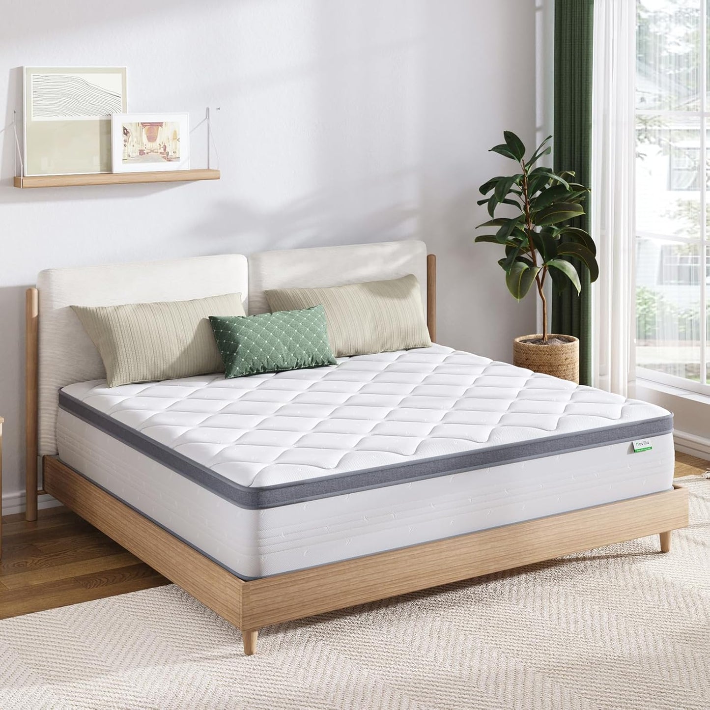 Novilla Queen Size Mattress - 10 Inch Hybrid for Comfort & Support