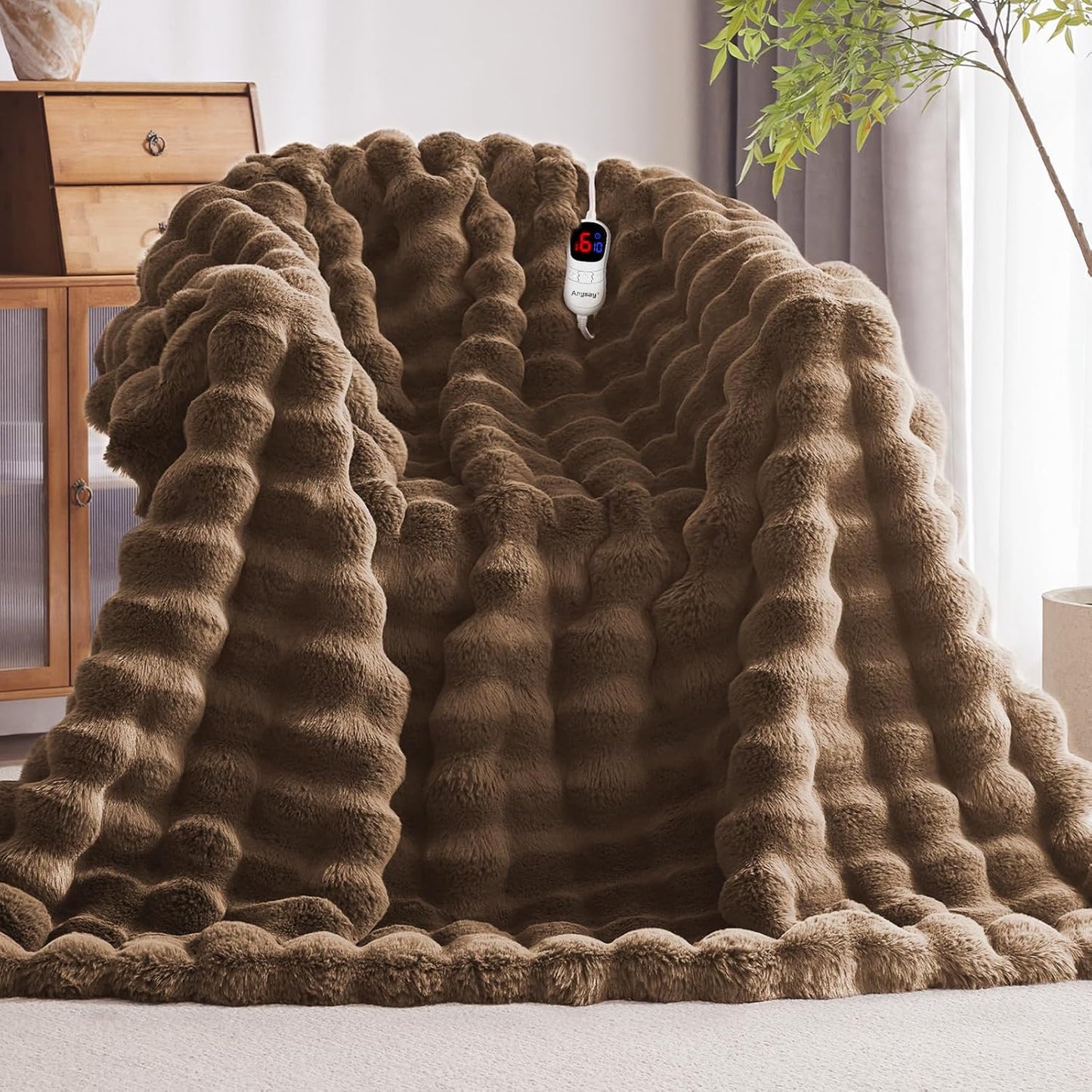 Heated Blanket Throw with Auto-Off and 10 Heat Levels for Comfort