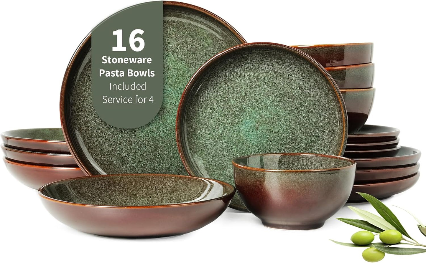 16 Piece Double Bowl Dinnerware Set for Stylish Dining Needs