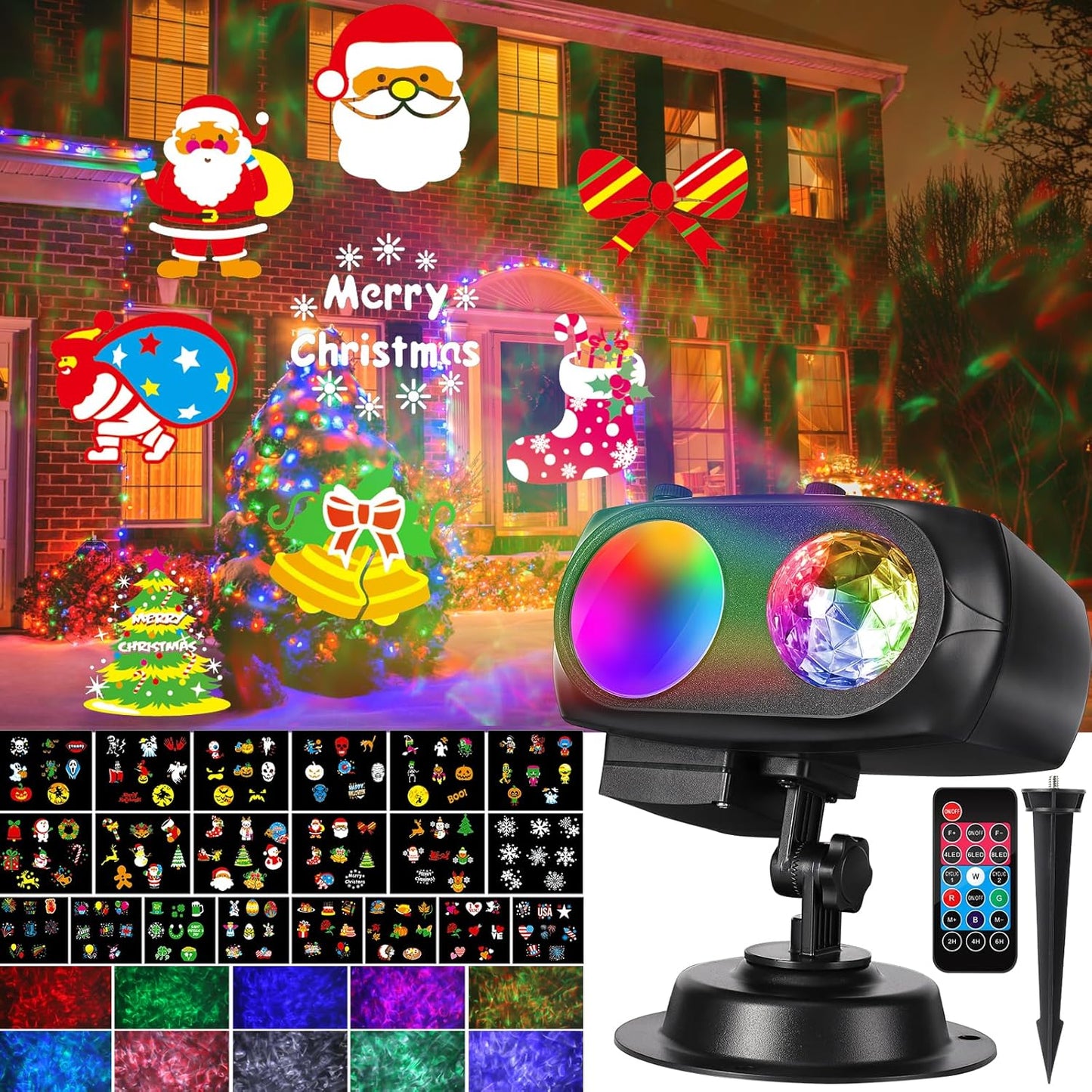 LUNSY Outdoor Projector Lights - Festive 3D Wave Decor with Remote