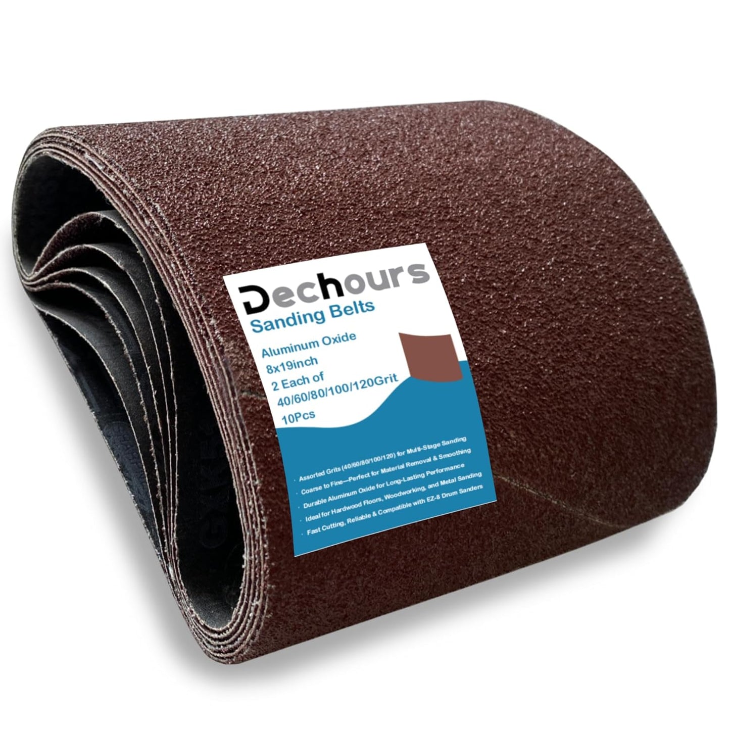 8in x 19in Sanding Belts for EZ-8 Drum Sander - 10 Pack