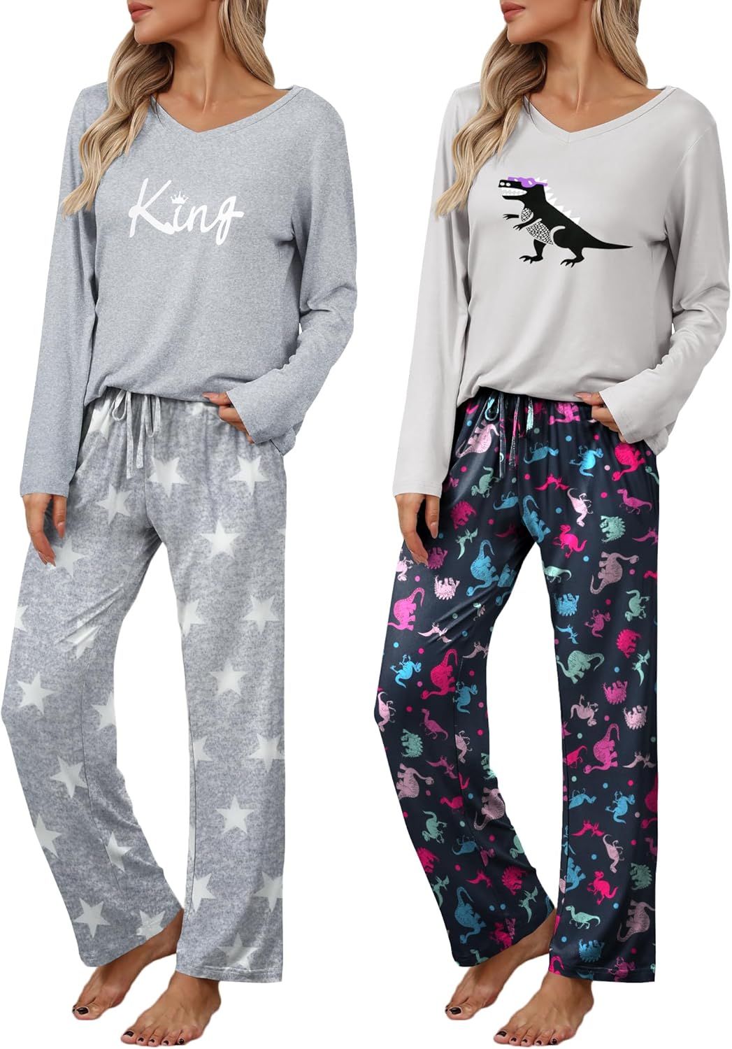 Ekouaer Womens 2 Pack Pajama Set for Cozy Loungewear Comfort