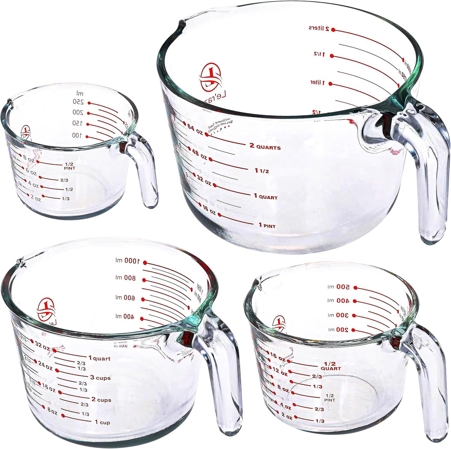 Set of 4 Glass Measuring Cups for Precise Kitchen Needs
