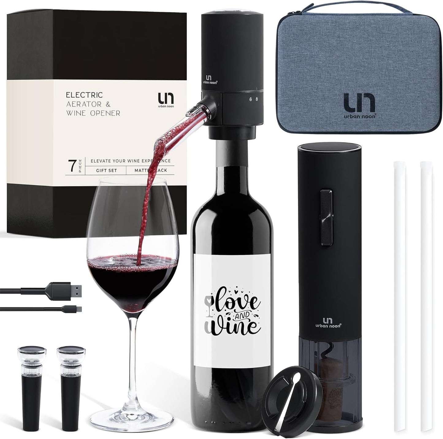 Rechargeable Electric Wine Opener Set with Aerator and Stoppers