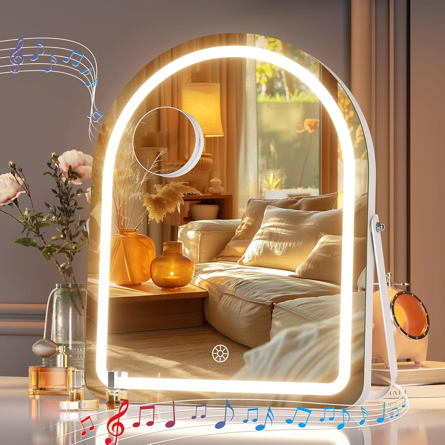 Hasipu Vanity Mirror with Lights and Bluetooth Speaker for Makeup