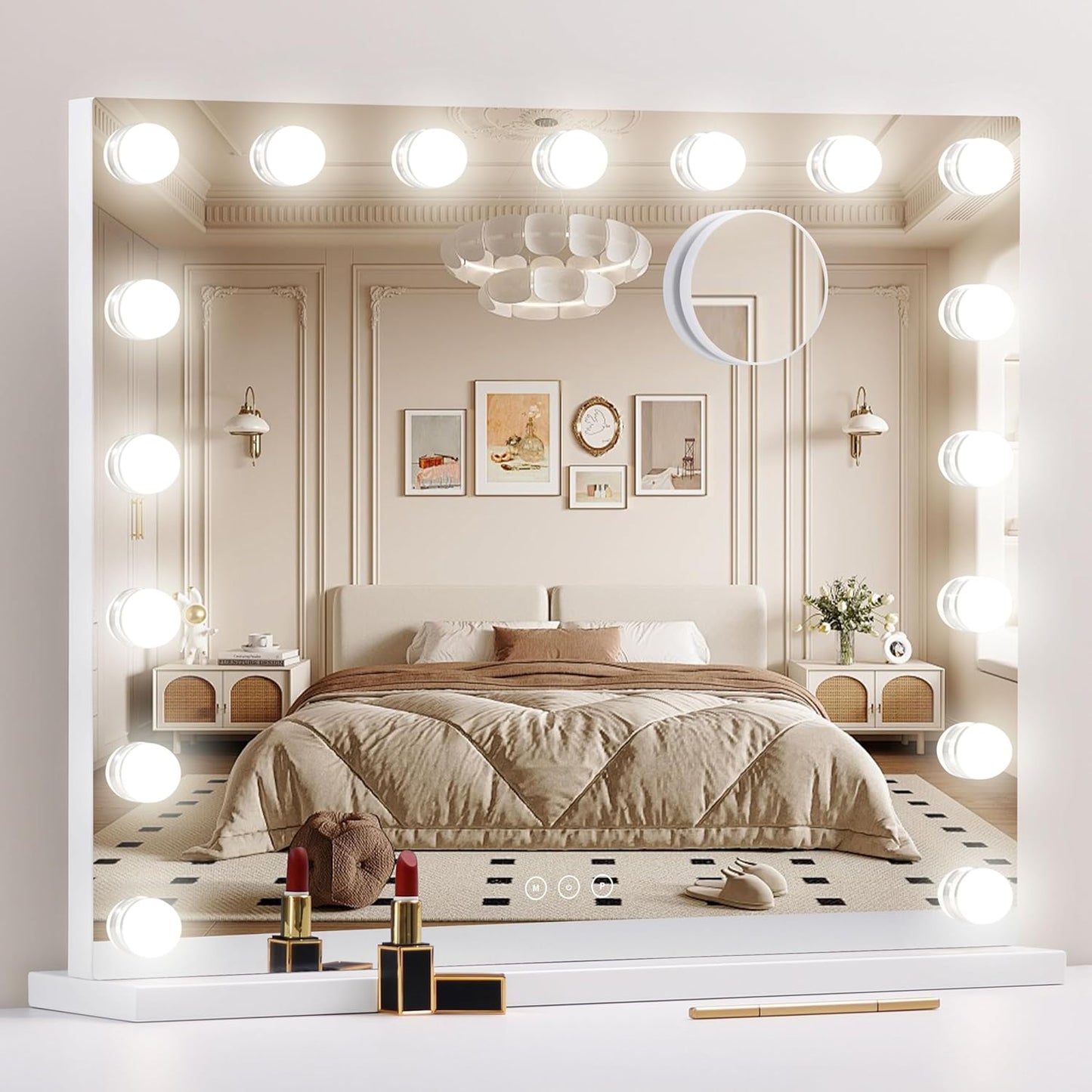 Dimmable LED Vanity Mirror with 10X Magnification for Makeup