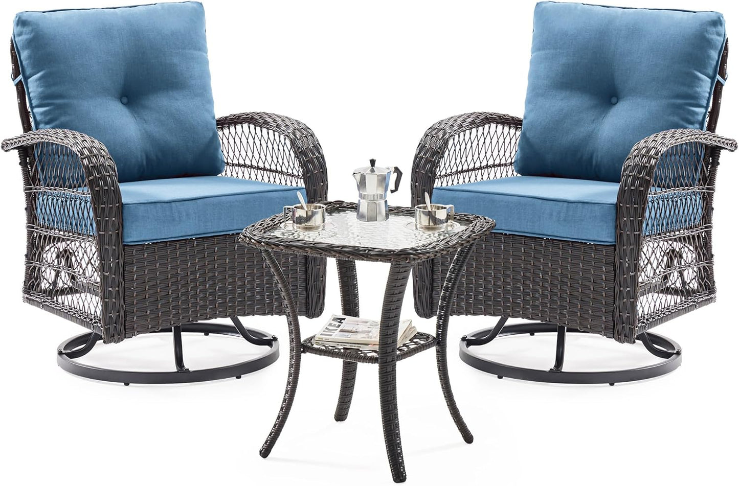 UDPATIO 3 Pieces Patio Furniture Set with Swivel Rocker Chairs