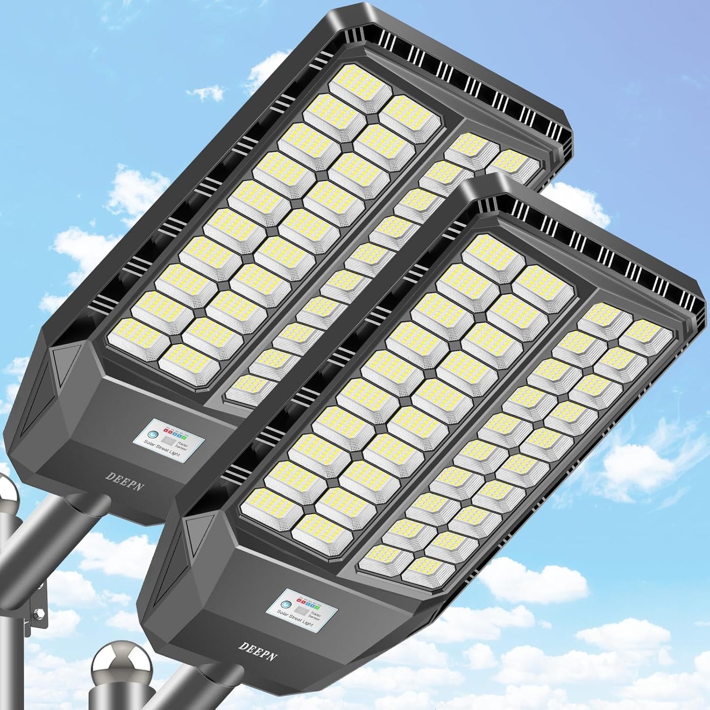 High Lumens Solar Street Lights Outdoor with Motion Sensor 2 Pack