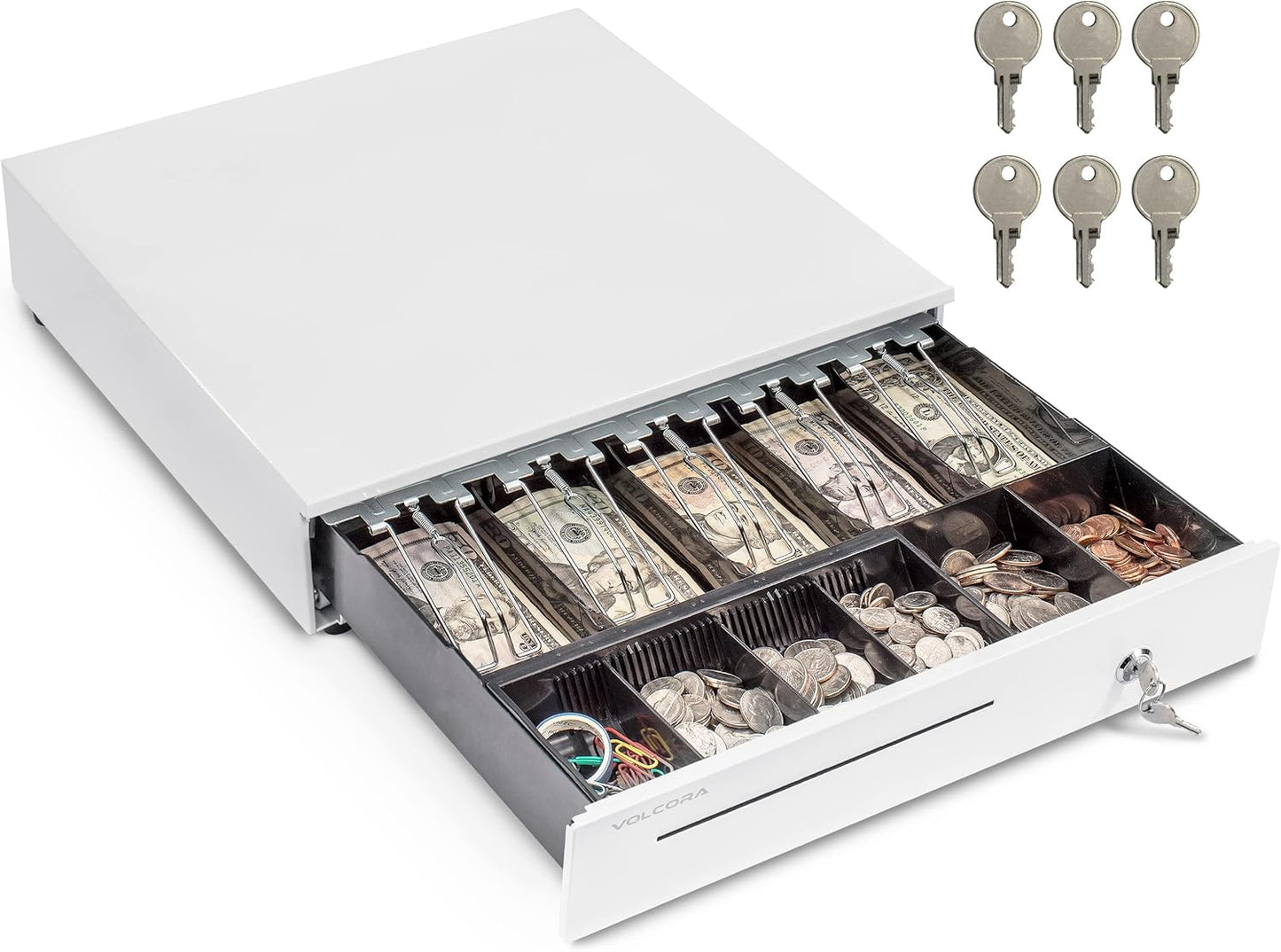 Volcora 16 Cash Register Drawer for POS System with 5 Bill Slots