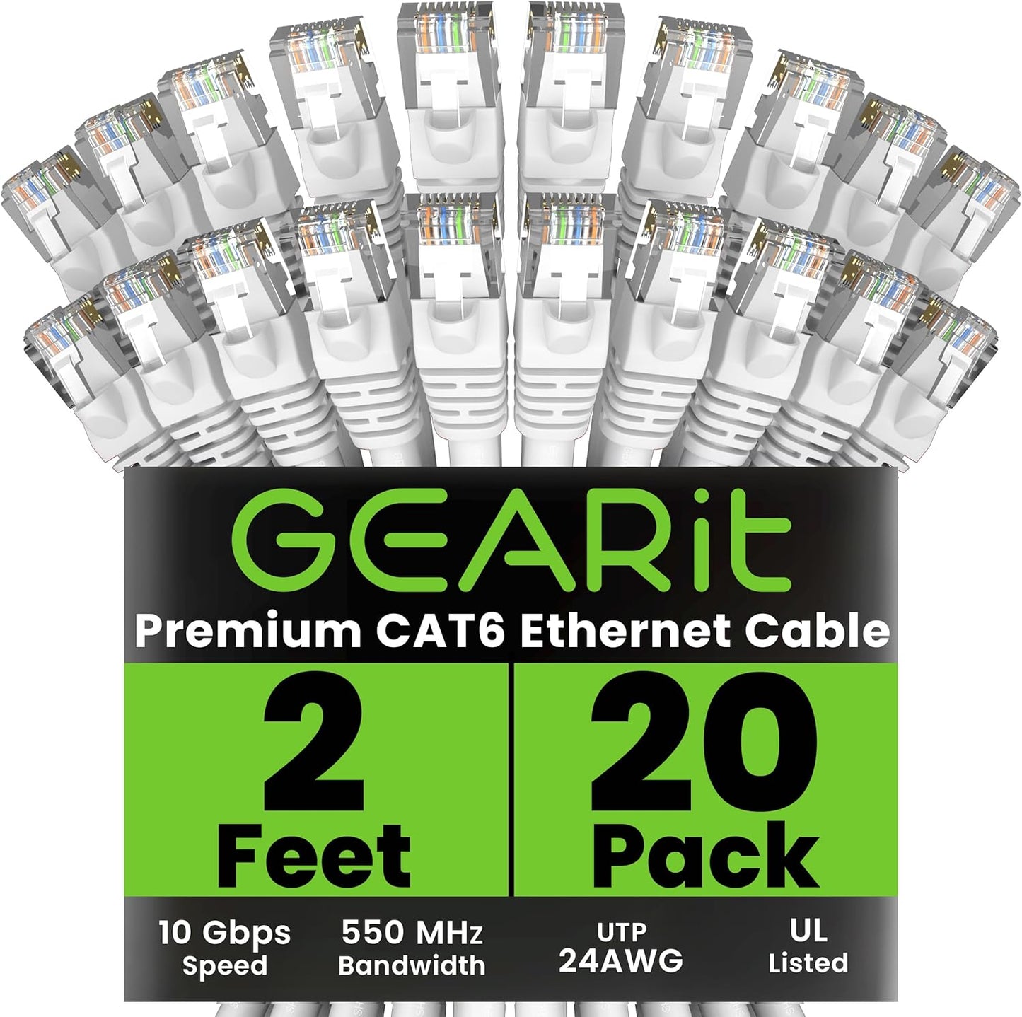 GearIT Cat 6 Ethernet Cable Pack for High-Speed Networking