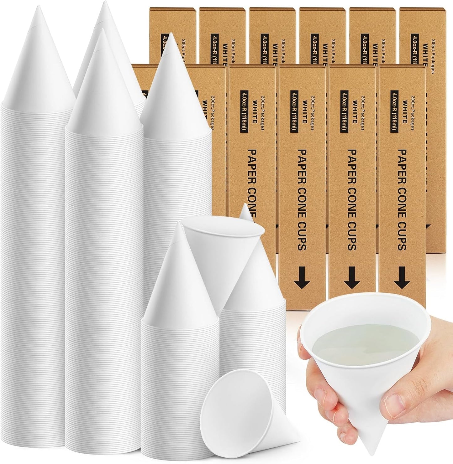 Roshtia 2400 Pcs Paper Cone Cups for Shaved Ice and Slushies