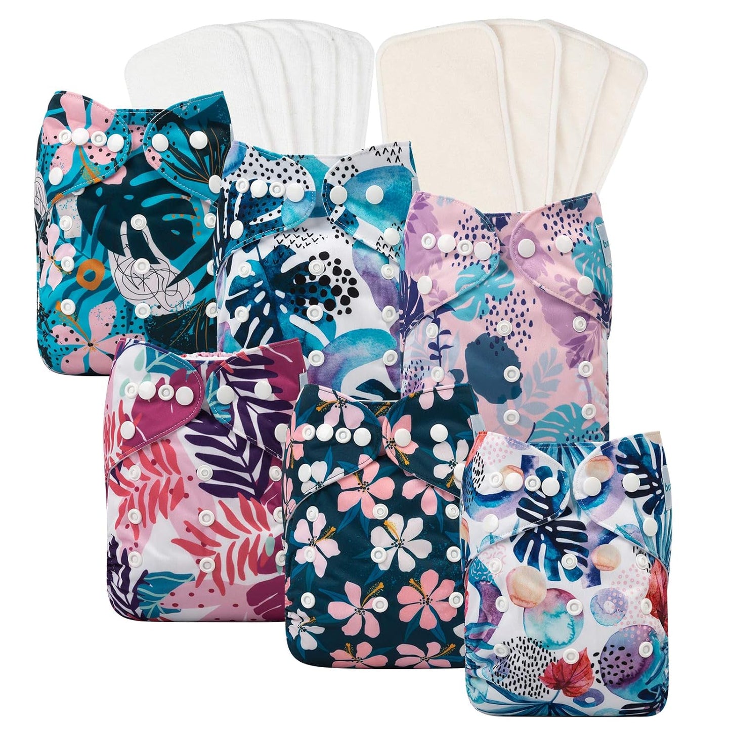 babygoal Reusable Cloth Diapers 6 Pack - Adjustable & Washable for Baby Boys and Girls