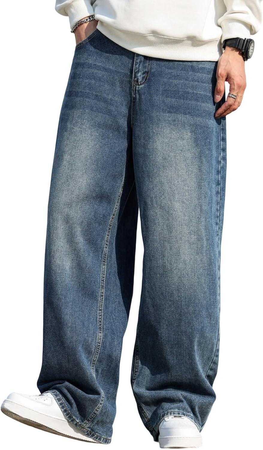 Men's Baggy Hip Hop Jeans for Trendy Streetwear Style