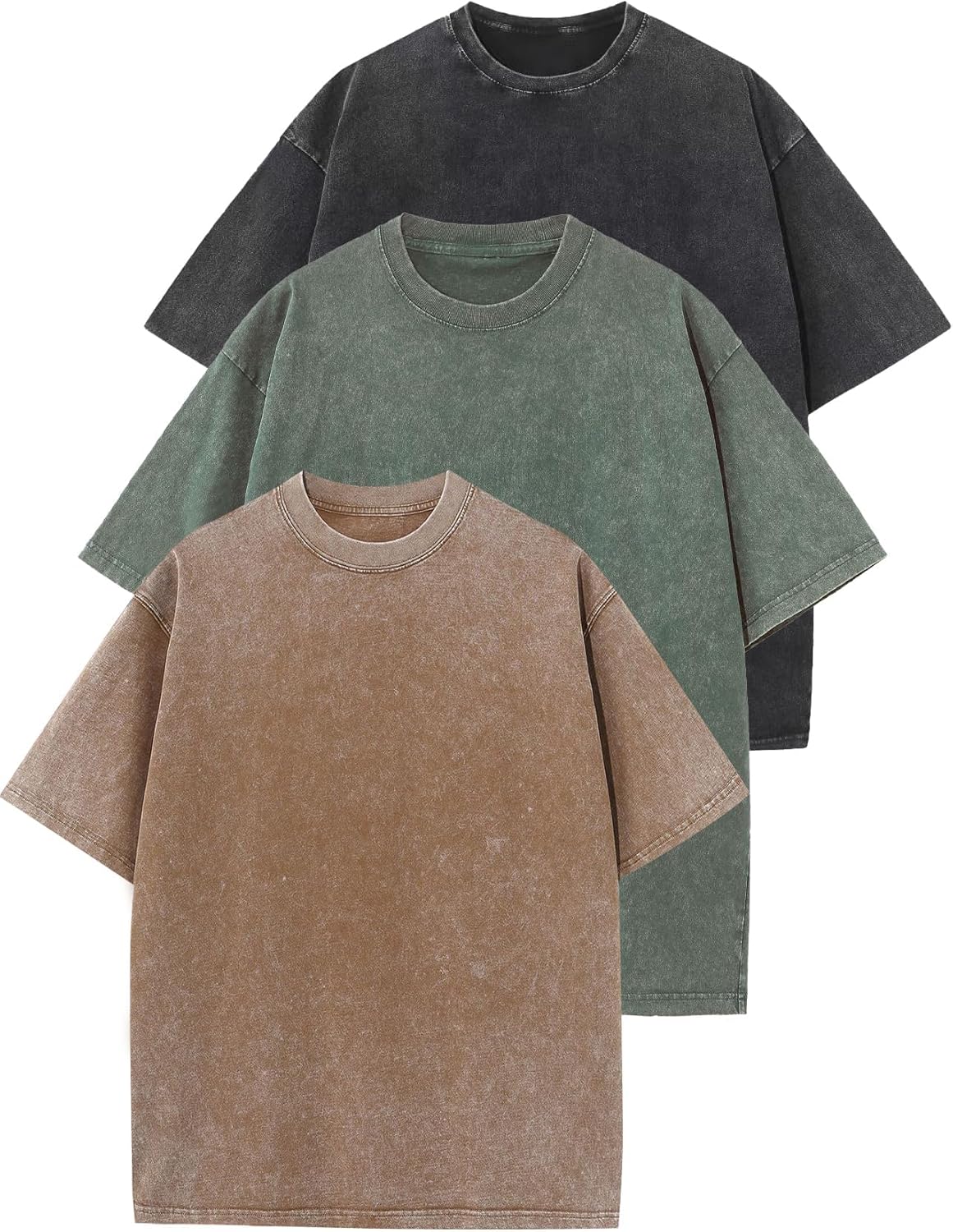 Flygo 3 Pack Men Oversized T Shirts for Casual Streetwear