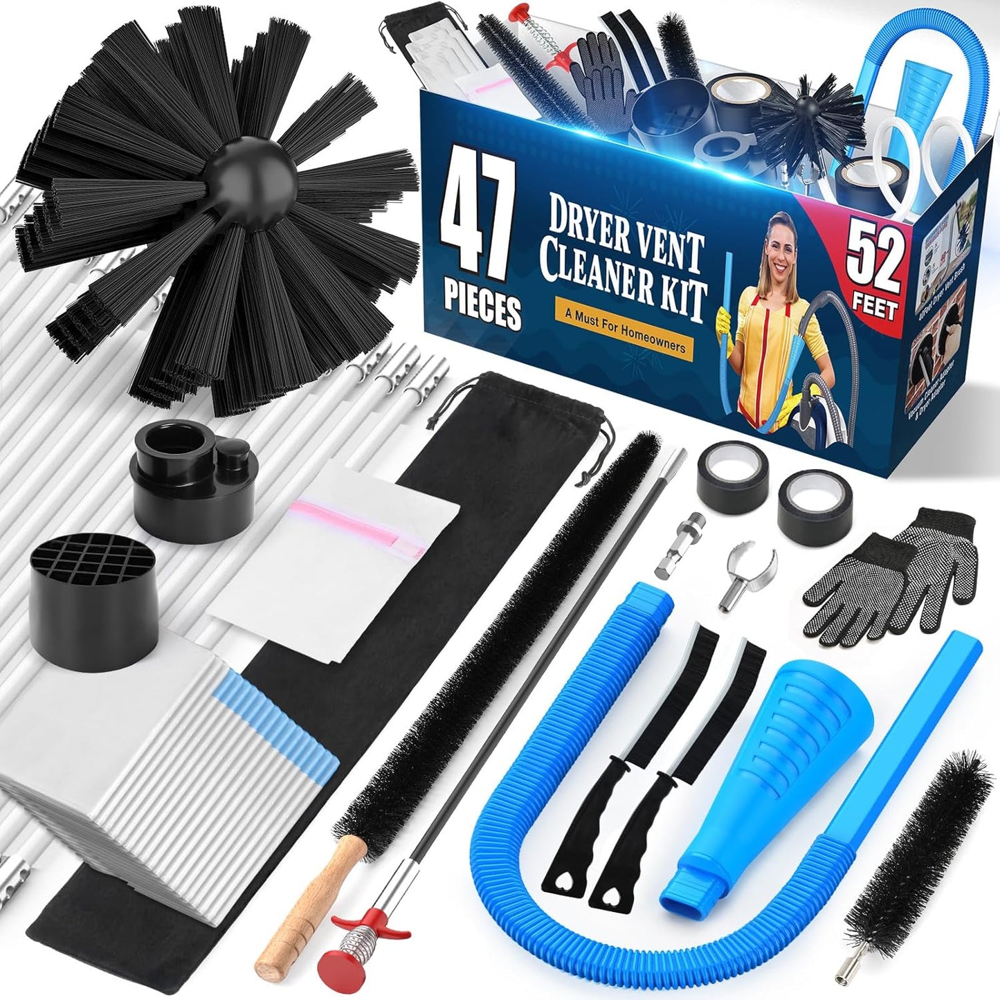 Efficient 47-Piece Dryer Vent Cleaner Kit for Deep Cleaning