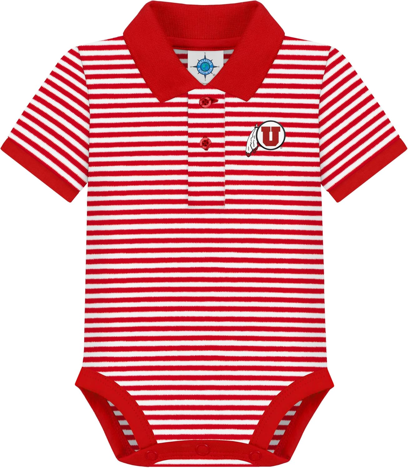 Creative Knitwear College Baby Striped Polo Bodysuit for Infants