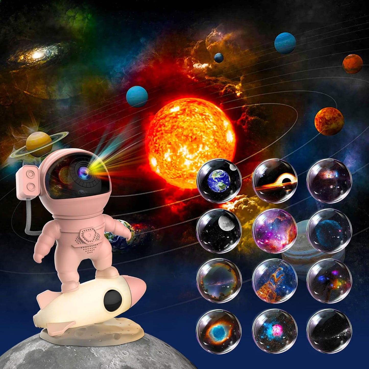 Astronaut Galaxy Projector for Bedroom with Rocket Night Light