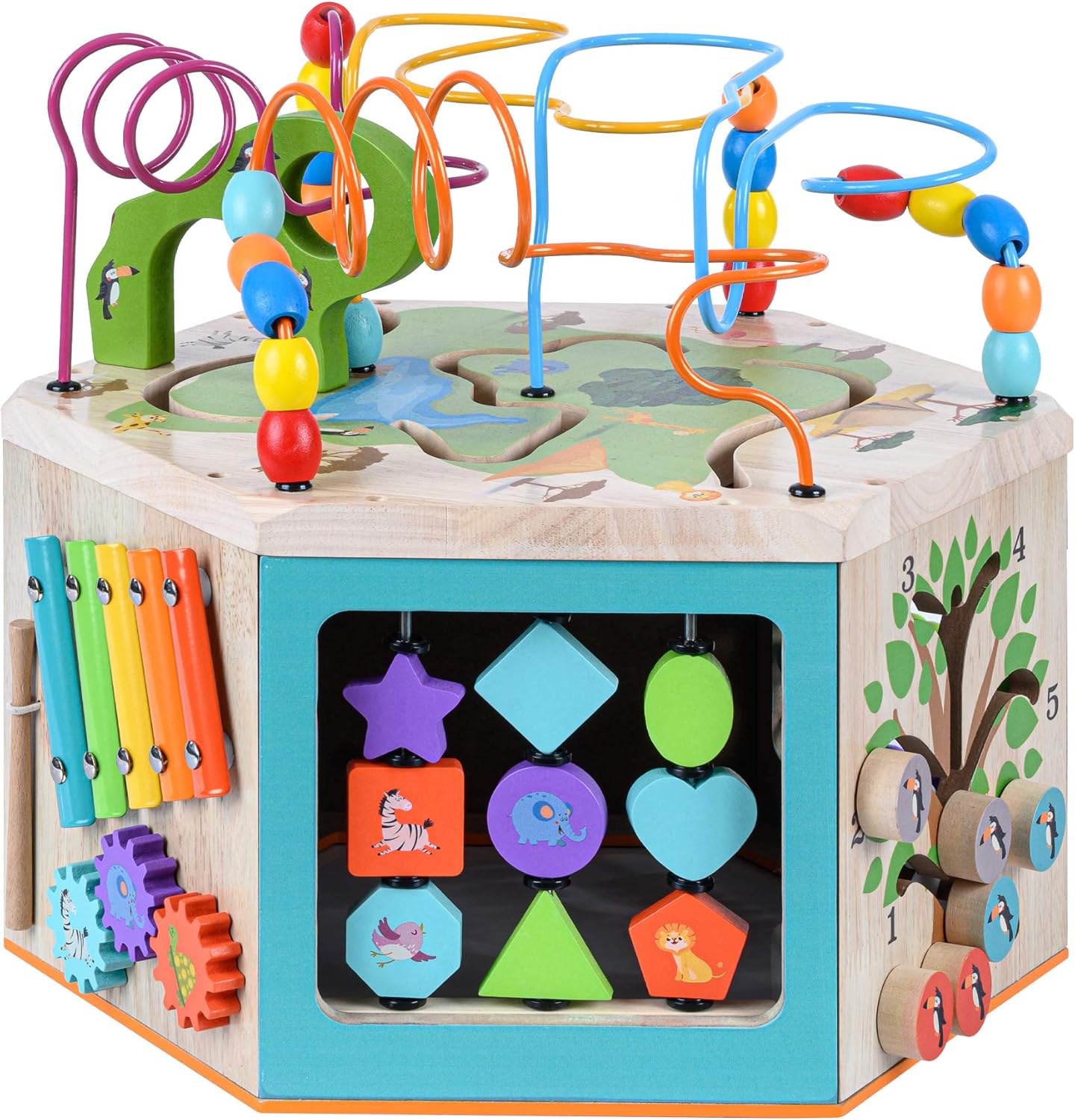 Teamson Kids Preschool Play Lab 7-in-1 Wooden Activity Cube