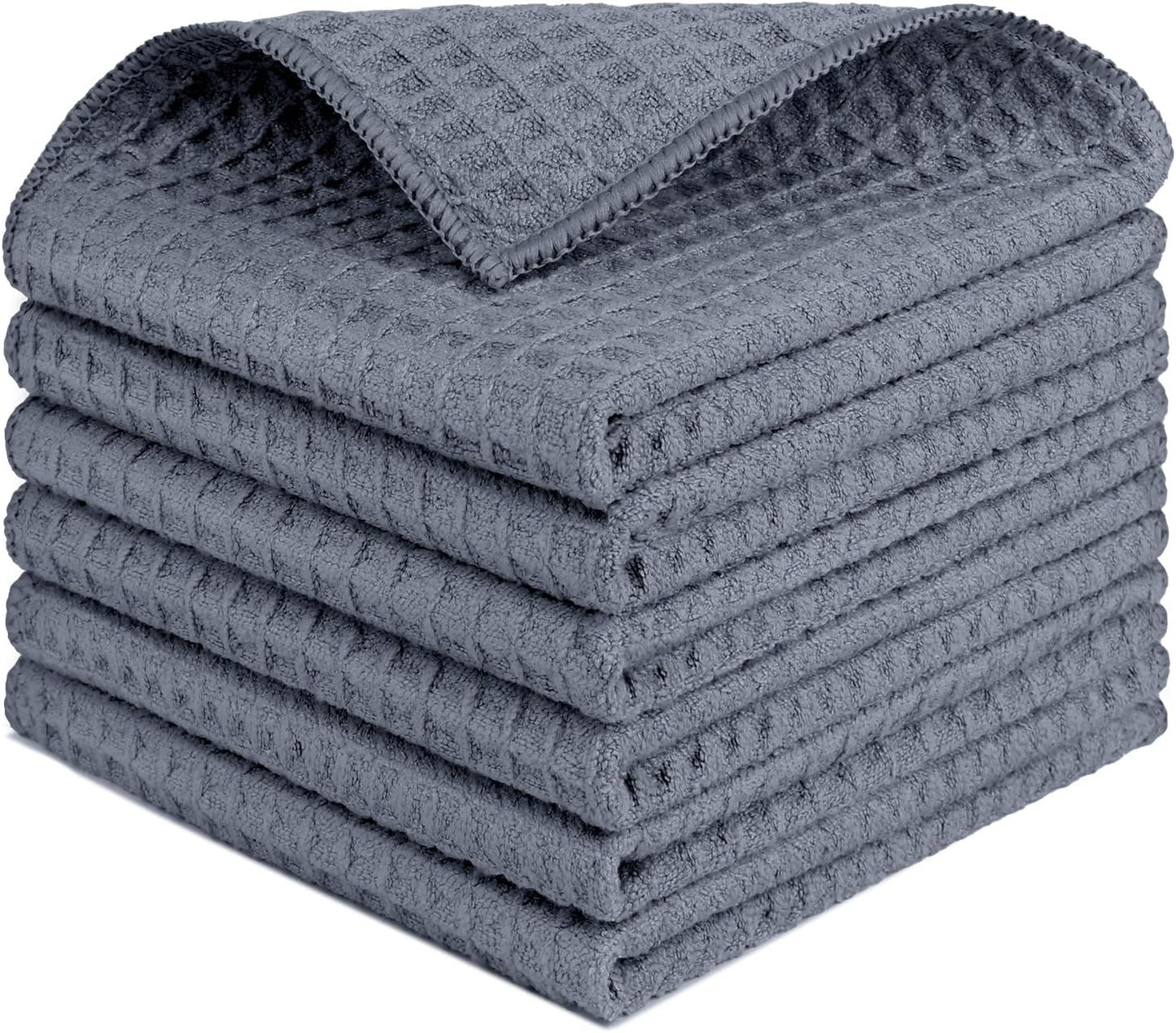 HOMEXCEL 6 Pack Waffle Weave Cleaning Cloths - Highly Absorbent