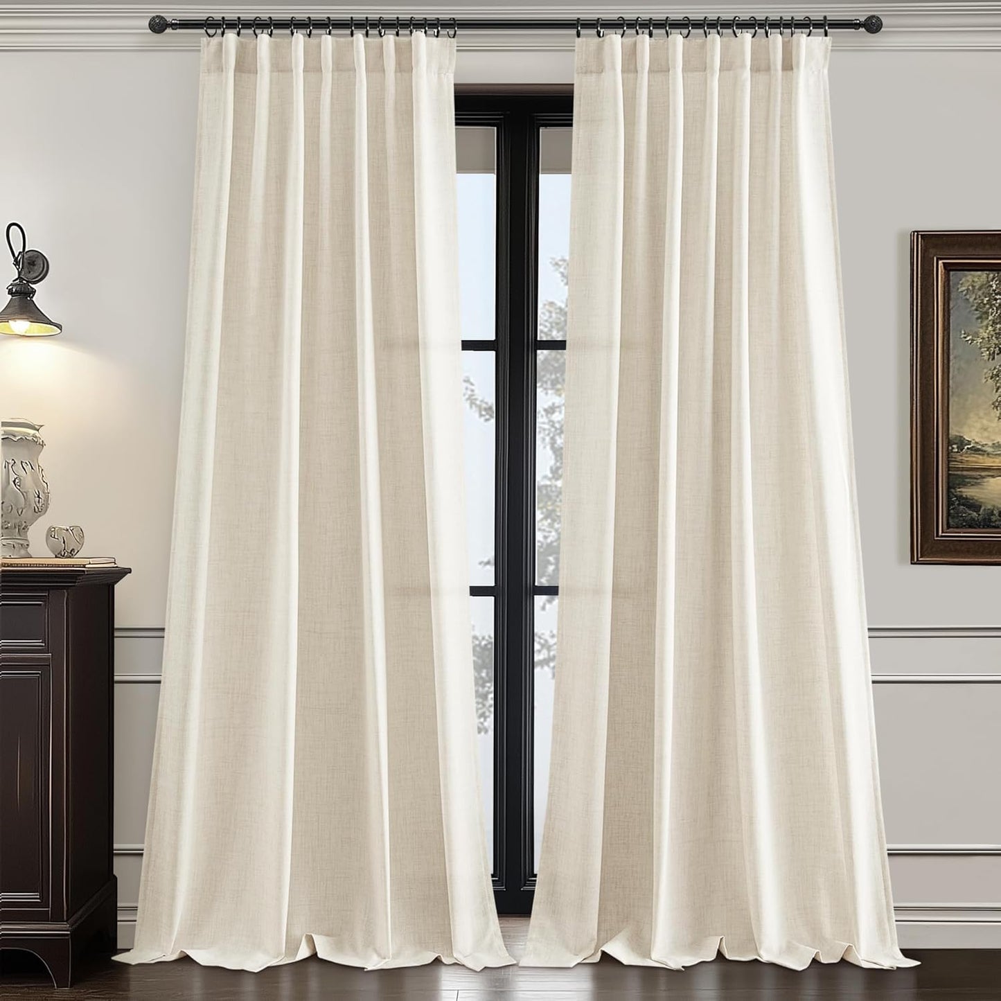 9ft Luxury Linen Sheer Curtains 2 Panels Set
