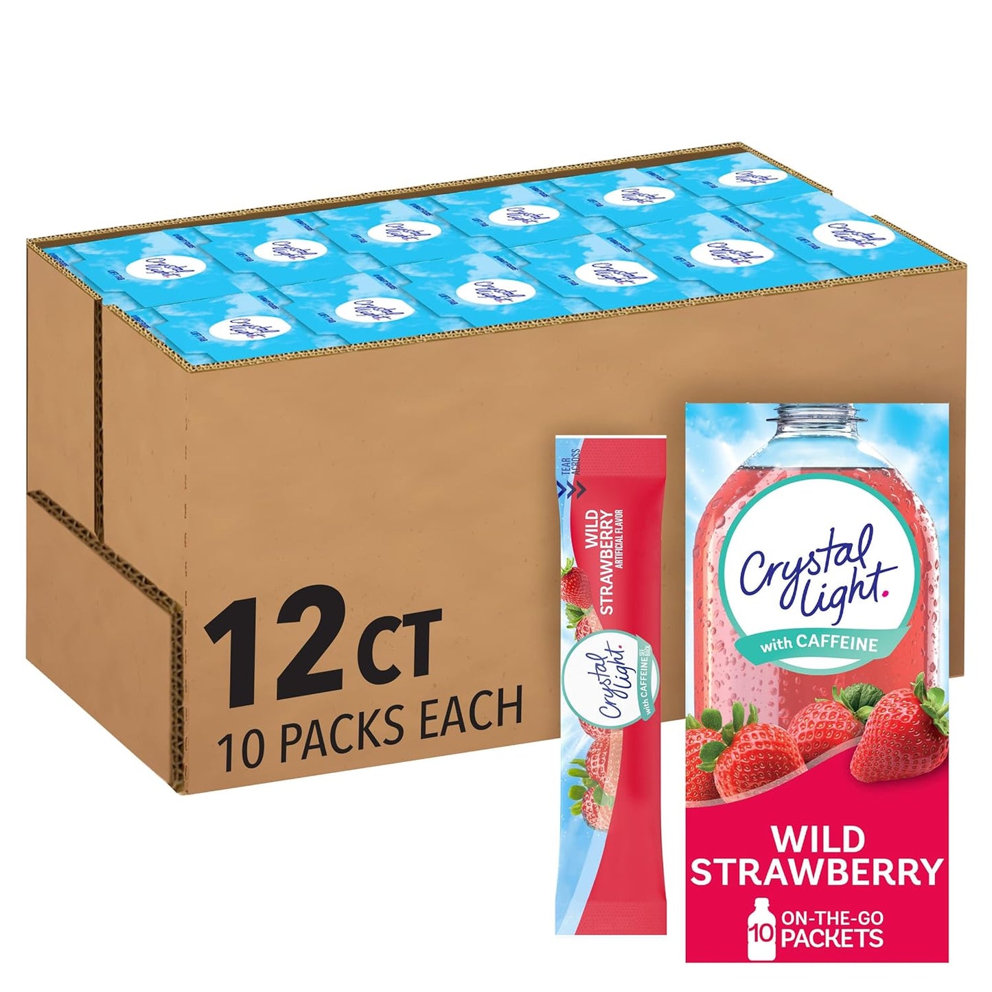 Crystal Light Wild Strawberry Drink Mix Packets for Energy Boost