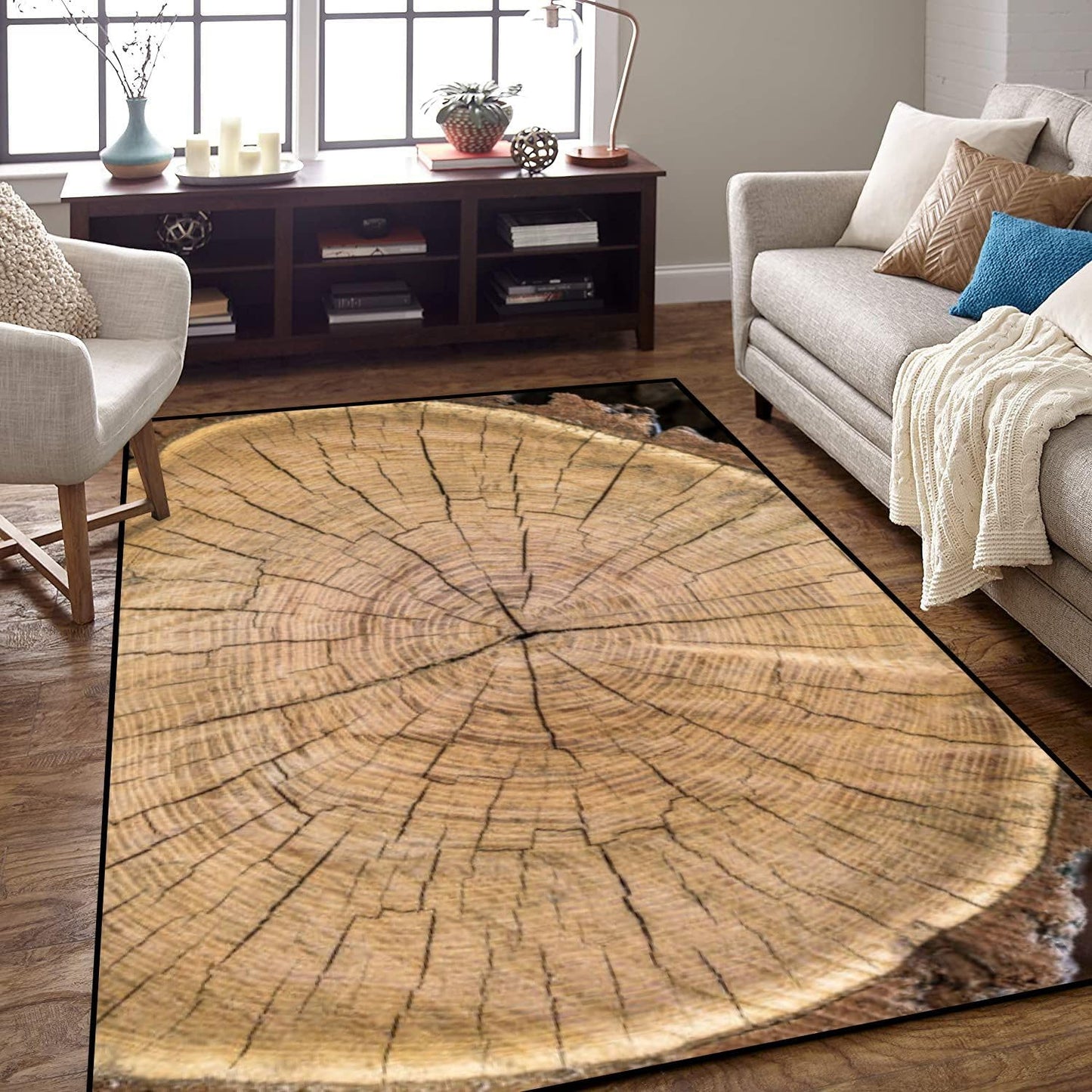 Non-Slip Tree Trunk Rings Rug: Indoor/Outdoor Home Decor
