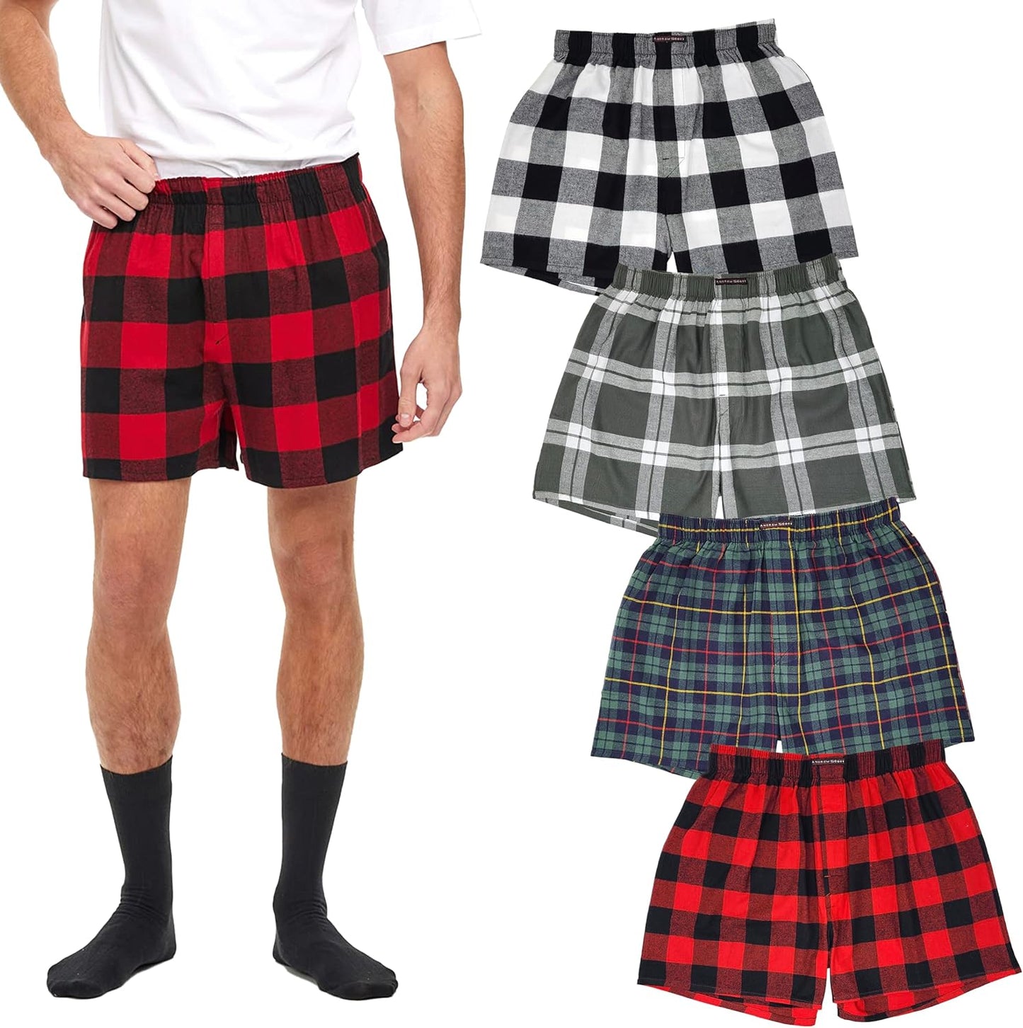 Andrew Scott Men's 4 Pack Cotton Flannel Boxer Shorts Review