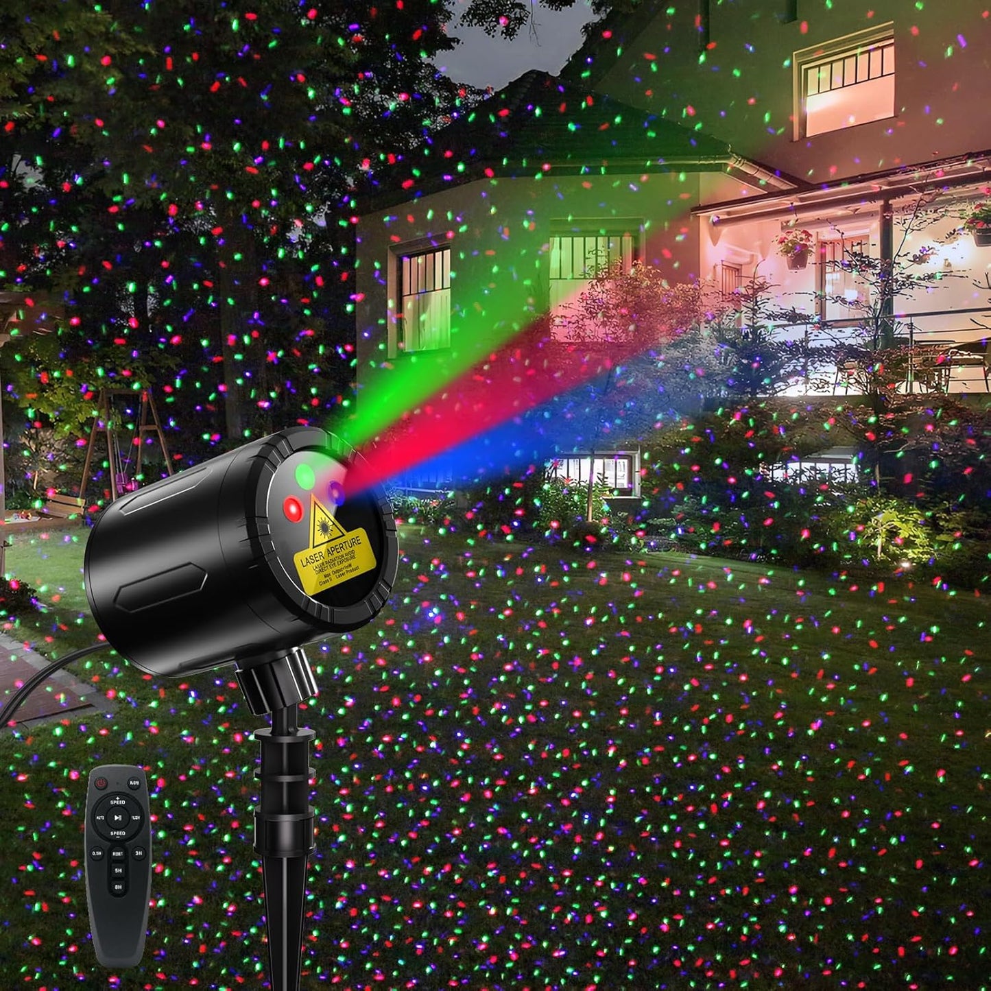 RGB Laser Christmas Projector: Waterproof with Remote Control