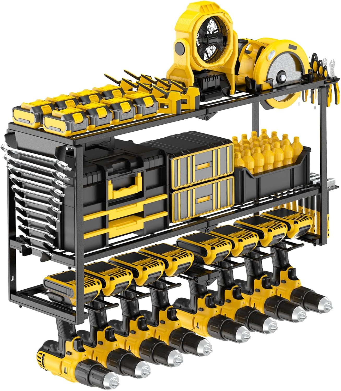 3-Tier Power Tool Wall Mount - Efficient Garage Storage