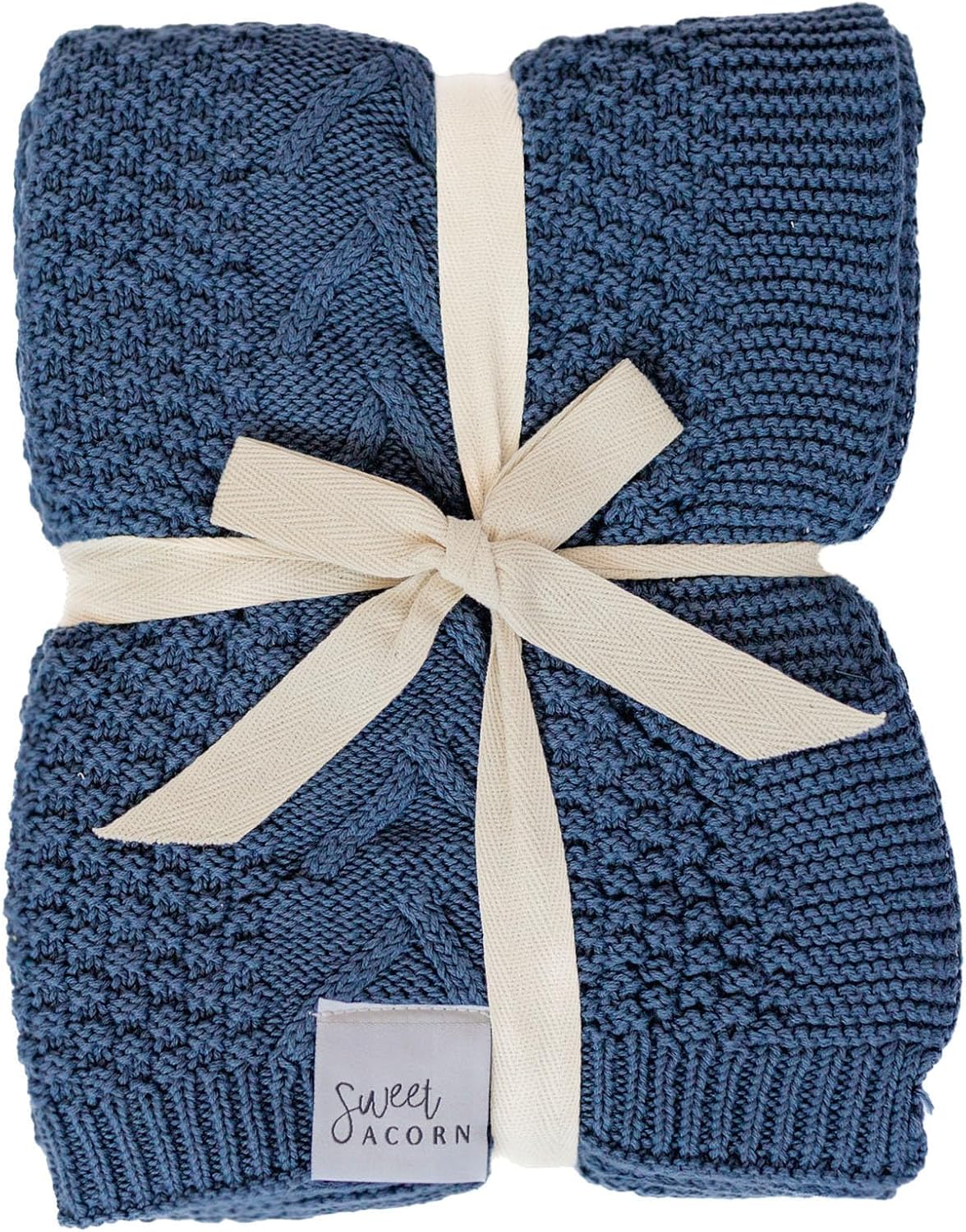 Knit Baby Blanket in Cable Pattern for Crib or Stroller