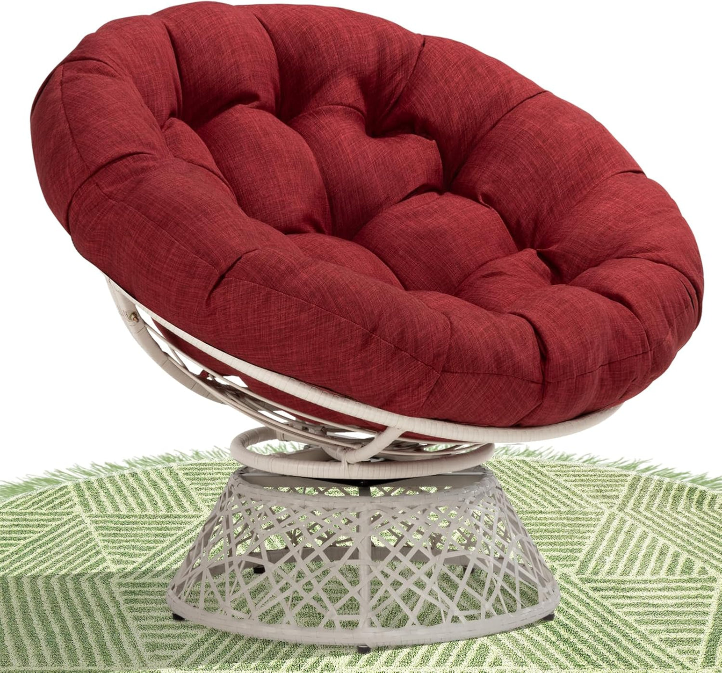40 Inch Ergonomic Wicker Papasan Chair with Thick Cushion