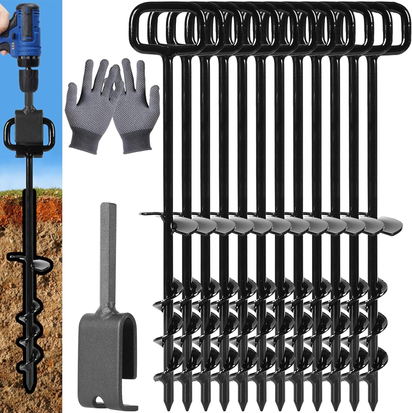 16In Tent Stakes Heavy Duty Ground Anchors for Outdoor Stability