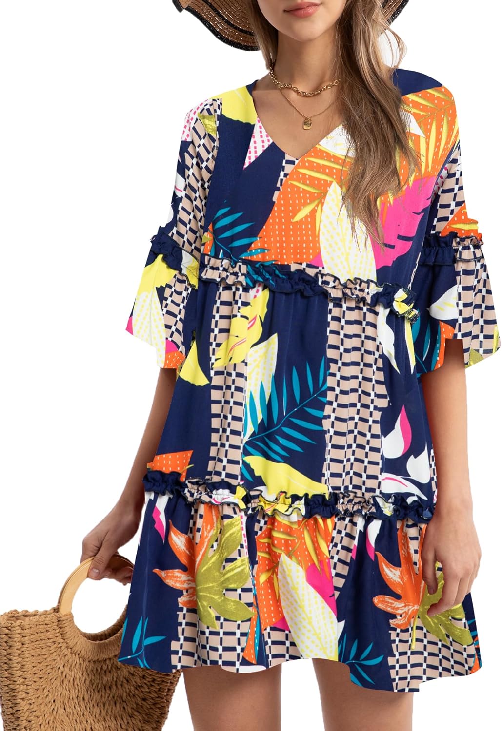 Funlingo Women's Summer Dresses Flowy Tunic Mini Dress Review