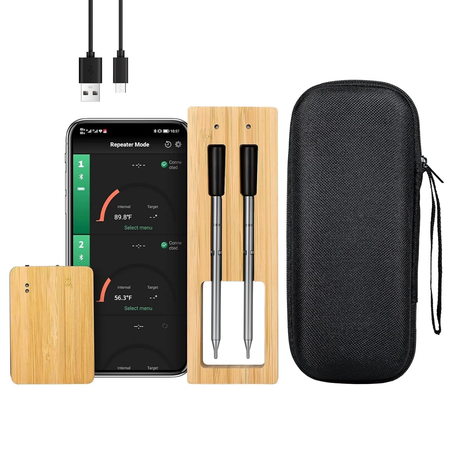 XiaYchaug Wireless Smart Meat Thermometer - 260ft Range Bluetooth Control