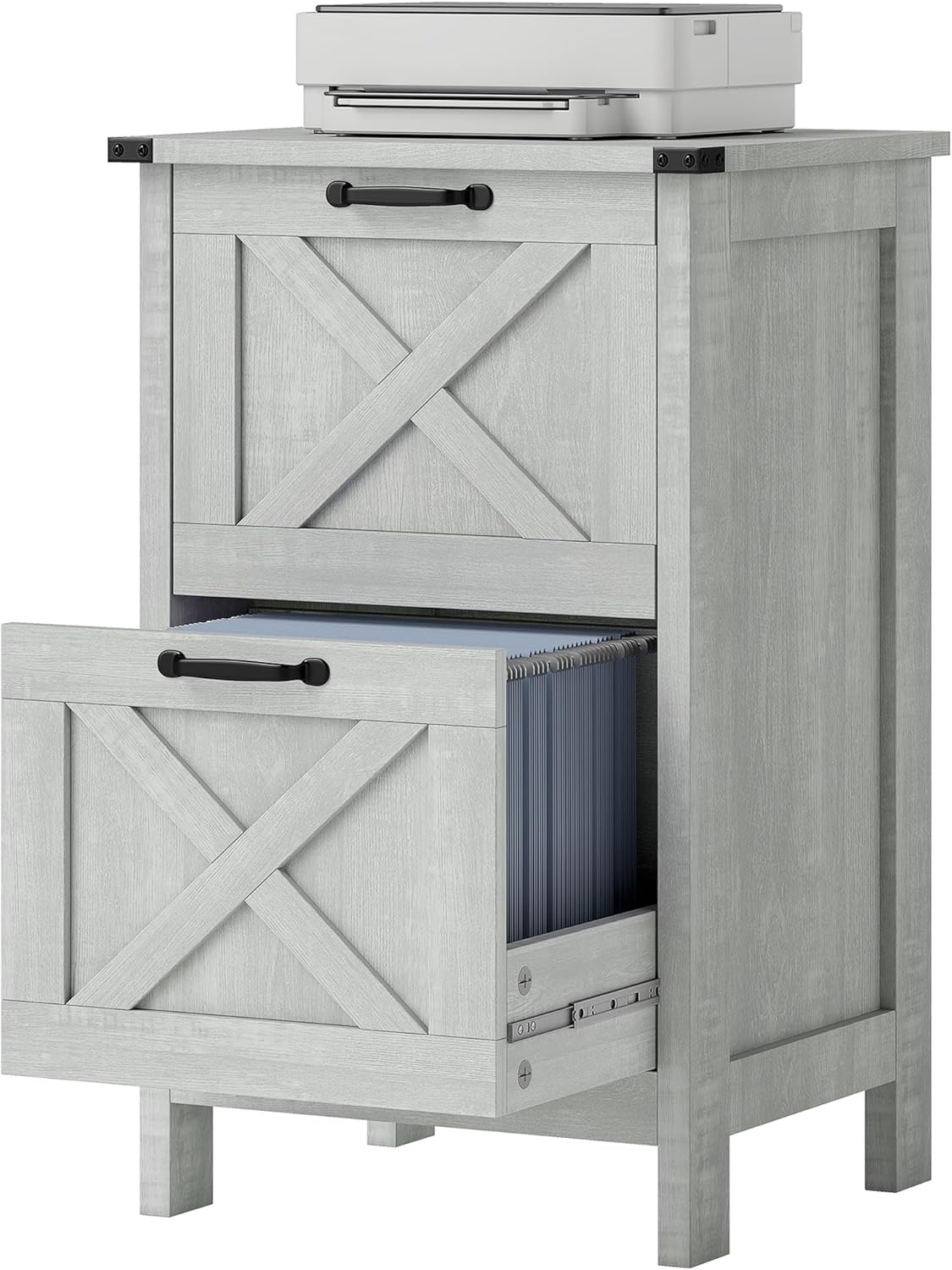 HOMCOM Rustic Farmhouse 2 Drawer Vertical File Cabinet