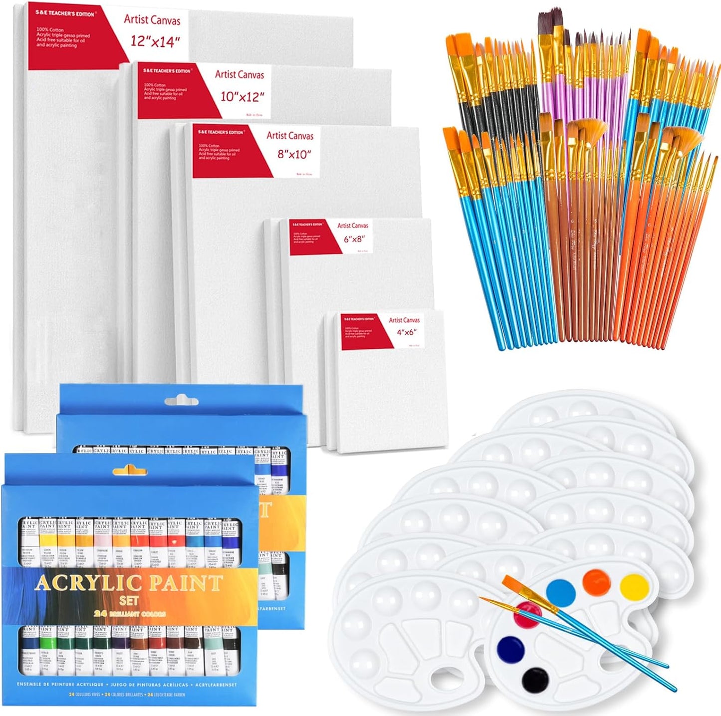 130Pcs Acrylic Paint Set by S & E TEACHER'S EDITION