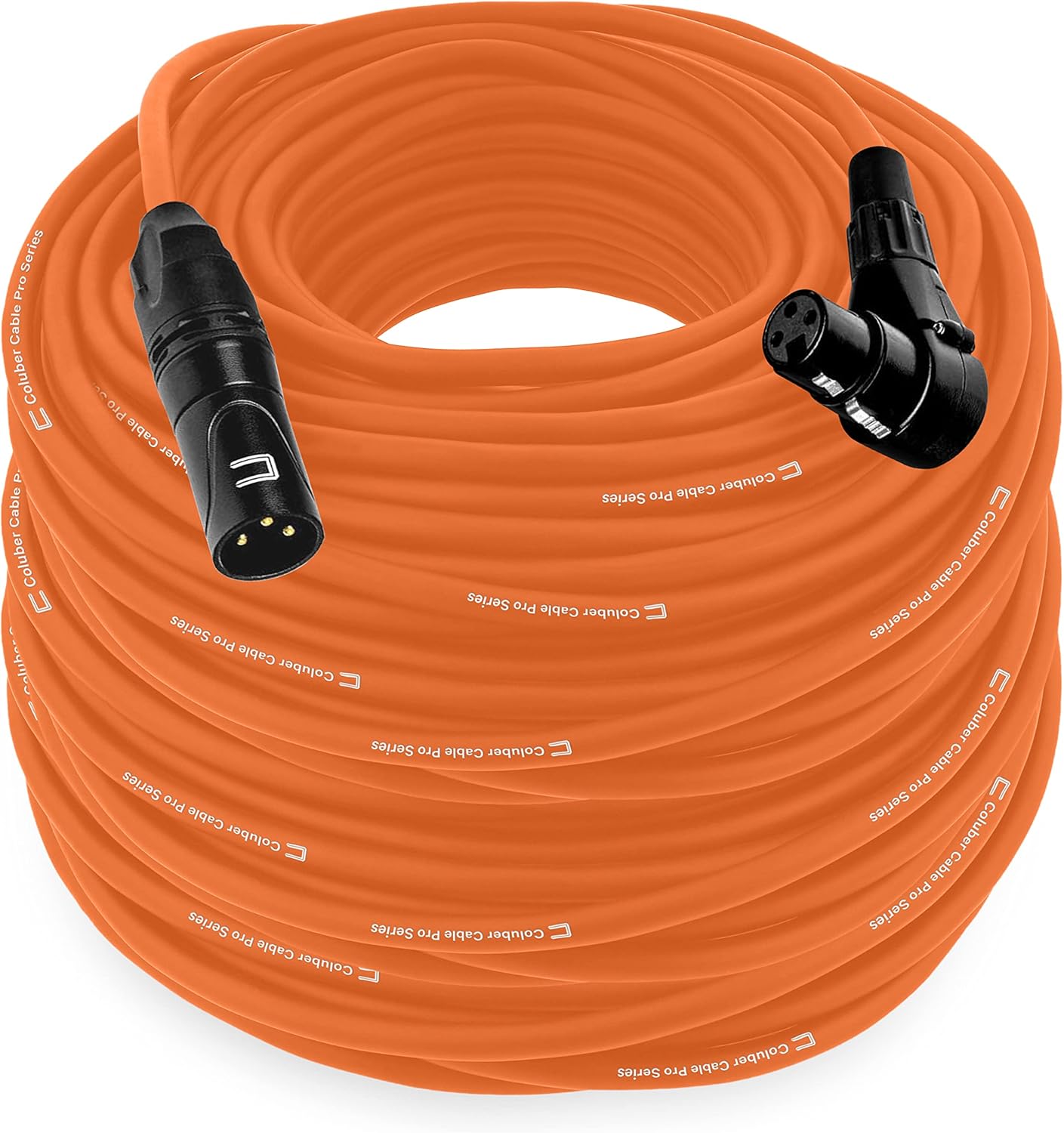 Balanced XLR Cable Male to Right Angle Female - 200 Feet Orange