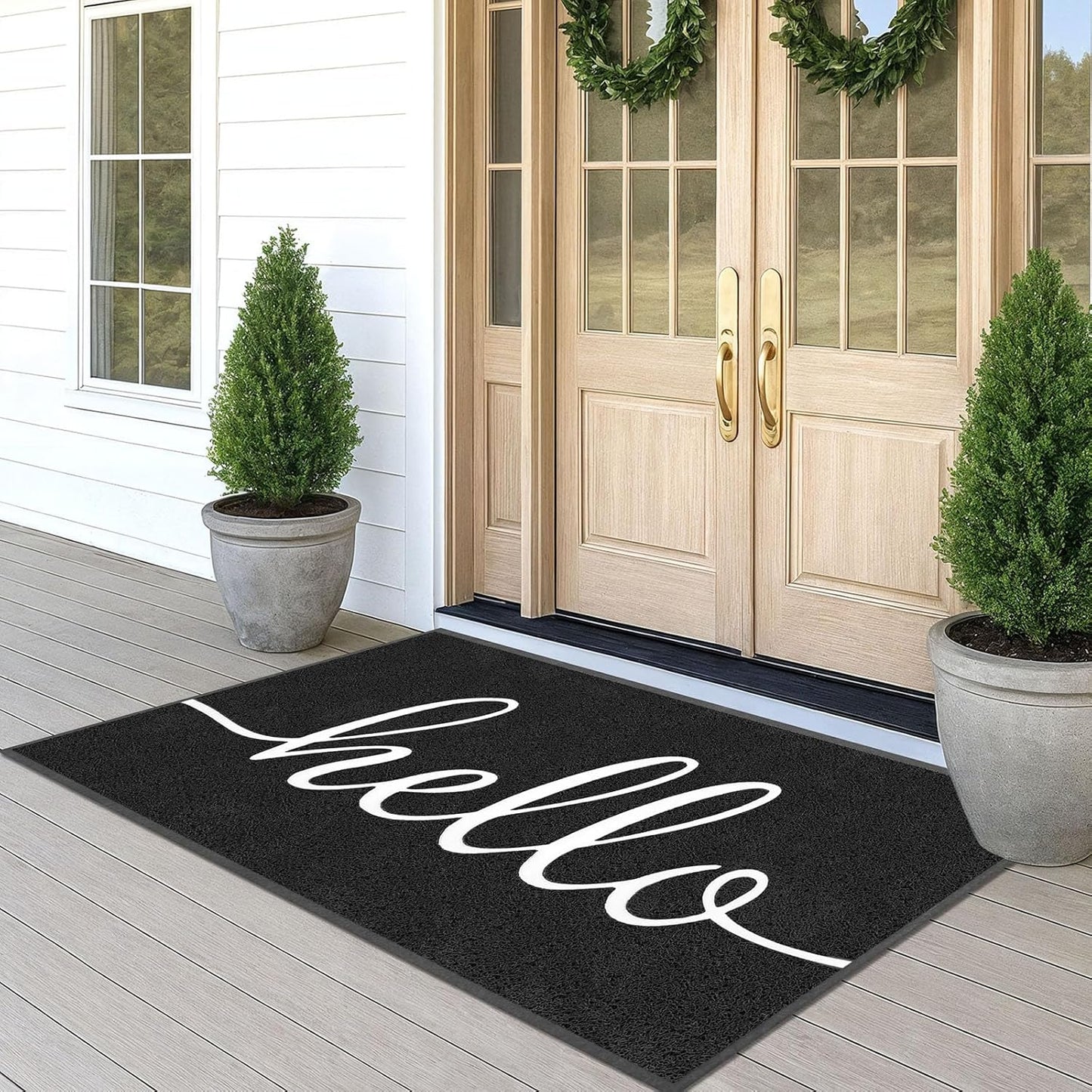 Funny Hello Mats for Home Entrance - Durable Outdoor Doormat