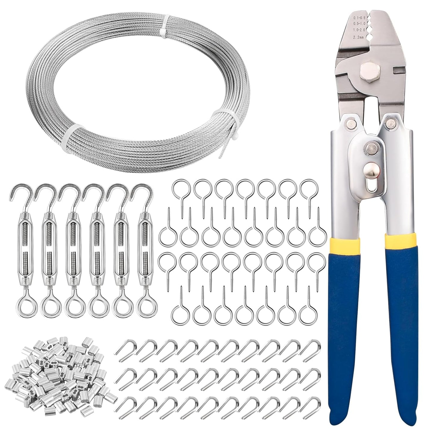 1/16 Stainless Steel Wire Rope Kit with Crimping Tool for DIY Projects